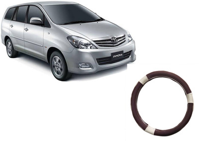 HOTRENZ Steering Cover For Toyota Innova(White,Brown, Leatherite)