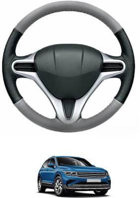 MATIES Steering Cover For Volkswagen Universal For Car(Grey, Black, Leather)