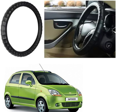 Shubh Auto Hand Stiched Steering Cover For Chevrolet Spark(Black, Leatherite)