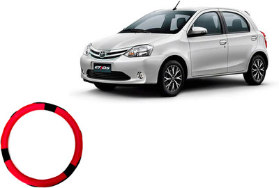 HOTRENZ Steering Cover For Toyota Etios(Red,Black, Leatherite)