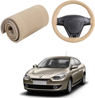 Arnejas Hand Stiched Steering Cover For Renault Fluence(Beige, Leather)