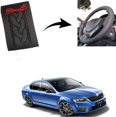 Autoinnovation Hand Stiched Steering Cover For Skoda Octavia(Black, Leather)
