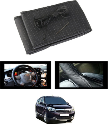 MSNP Hand Stiched Steering Cover For Mahindra Logan(Black, Leatherite)