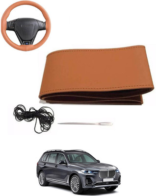 MATIES Hand Stiched Steering Cover For BMW Universal For Car(Tan, Leatherite)