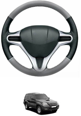 MATIES Steering Cover For Hyundai Terracan(Grey, Black, Leather)