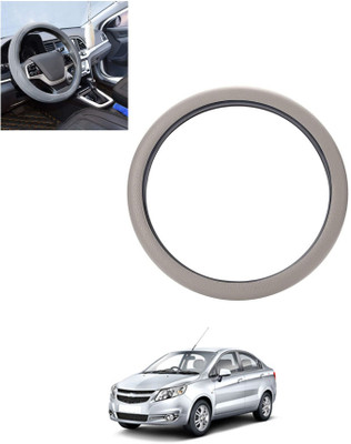 monolive Hand Stiched Steering Cover For Chevrolet Sail(Silver, Leatherite)