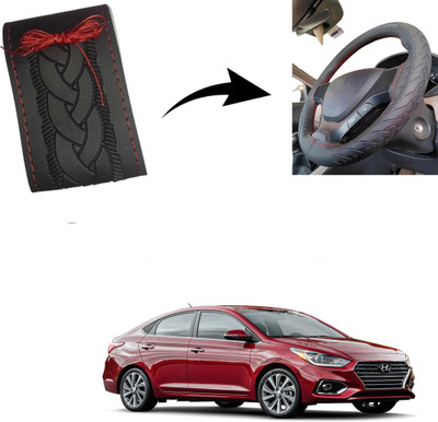 Autoinnovation Hand Stiched Steering Cover For Hyundai Xcent(Black, Leather)