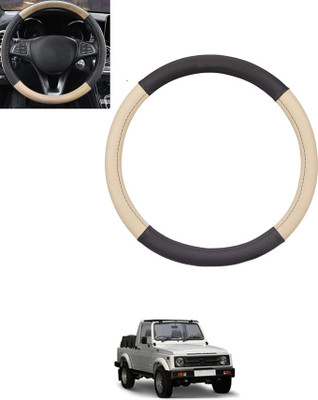 monolive Hand Stiched Steering Cover For Universal For Car Gypsy King(Beige, Black, Leatherite)