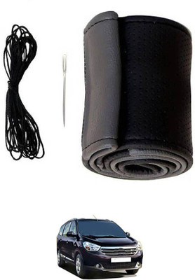 monolive Hand Stiched Steering Cover For Renault Lodgy(Grey/Black, Leatherite)