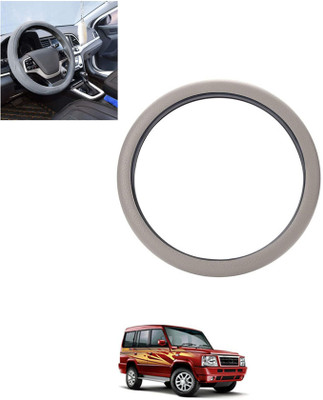 monolive Hand Stiched Steering Cover For Tata Sumo(Silver, Leatherite)