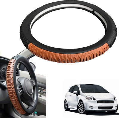 PEEPS STORE Steering Cover For Fiat Punto(Black, Leatherite)