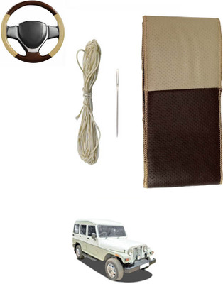 MATIES Hand Stiched Steering Cover For Mahindra Marshal(Beige/Brown, Leatherite)