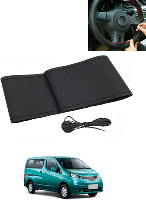 AYW Hand Stiched Steering Cover For Nissan Evalia(Black, Leatherite)