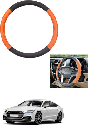 MATIES Steering Cover For Audi S7(Tan/Black, Leather)