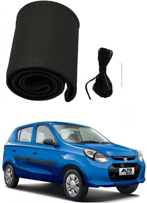 ARNEJA Hand Stiched Steering Cover For Maruti Alto 800(Black, Leather)
