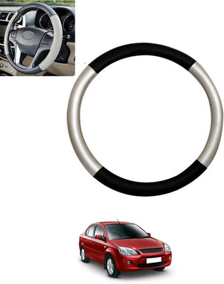 monolive Hand Stiched Steering Cover For Ford Ikon(Silver/Black, Leatherite)