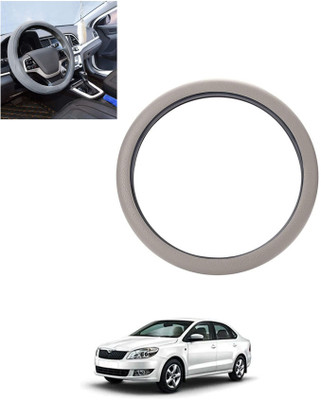 monolive Hand Stiched Steering Cover For Skoda Rapid(Silver, Leatherite)