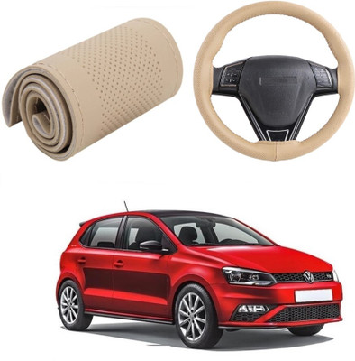 Arnejas Hand Stiched Steering Cover For Volkswagen Polo GT(Beige, Leather)