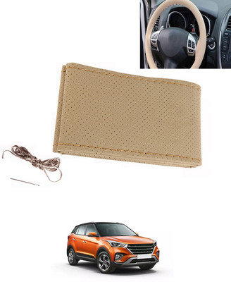 MATIES Hand Stiched Steering Cover For Hyundai Creta(Beige, Leatherite)