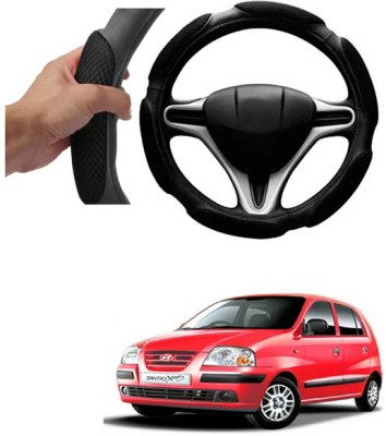 RONISH Hand Stiched Steering Cover For Hyundai Santro Xing(Black, Leatherite)