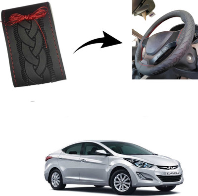 Autoinnovation Hand Stiched Steering Cover For Hyundai Elantra(Black, Leather)