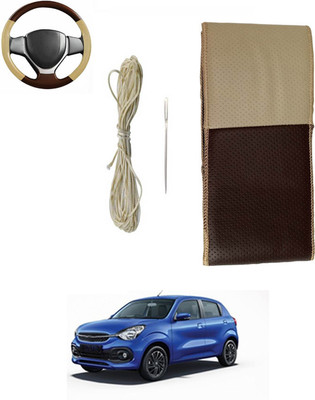 ABJD Hand Stiched Steering Cover For Suzuki Celerio(Beige, Brown, Leatherite)