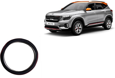 HOTRENZ Steering Cover For Nissan Micra(Steering Cover For Kia Seltos , Black With Red Line Coulor, Leatherite)