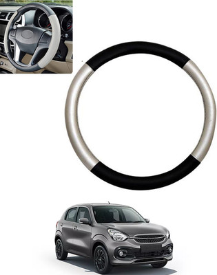 MSNP Steering Cover For Maruti Celerio(Silver,Black, Leatherite)