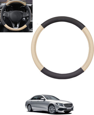 monolive Hand Stiched Steering Cover For Mercedes Benz E220(Beige, Black, Leatherite)