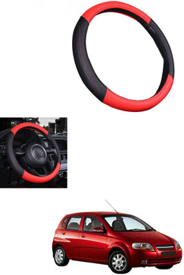 MATIES Steering Cover For Chevrolet Aveo UVA(Red/Black, Leather)