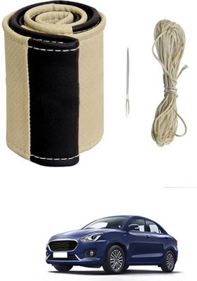 ABJD Hand Stiched Steering Cover For Suzuki Swift Dzire(Beige, Black, Leatherite)
