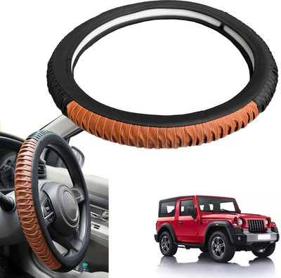 PEEPS STORE Steering Cover For Mahindra Thar(Black, Leatherite)