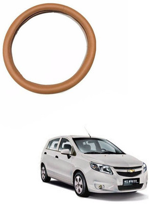 RKPSP Hand Stiched Steering Cover For Universal For Car Sail UVA(Tan, Leatherite)
