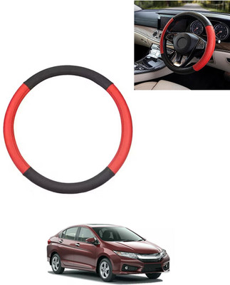 AYW Steering Cover For Honda Universal For Car(Red/Black, Leatherite)