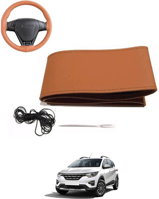 MATIES Hand Stiched Steering Cover For Renault Universal For Car(Tan, Leatherite)
