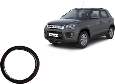 HOTRENZ Steering Cover For Maruti Ritz(Steering Cover For Maruti Vitara Brezza , Black With Red Line Coulor, Leatherite)