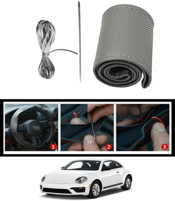 MATIES Hand Stiched Steering Cover For Volkswagen Beetle(Grey, Leatherite)