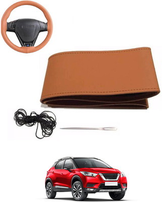 MATIES Hand Stiched Steering Cover For Nissan Universal For Car(Tan, Leatherite)