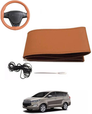 MATIES Hand Stiched Steering Cover For Toyota Universal For Car(Tan, Leatherite)