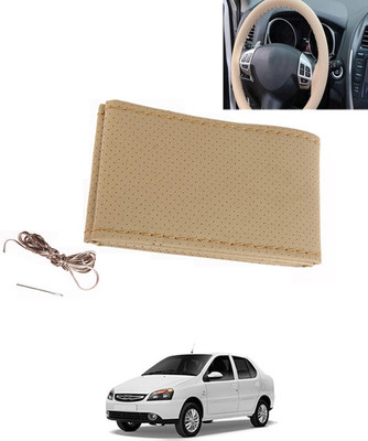MATIES Hand Stiched Steering Cover For Tata Indigo(Beige, Leatherite)