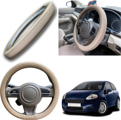 PEEPS STORE Steering Cover For Fiat Grand Punto(Black, Leatherite)