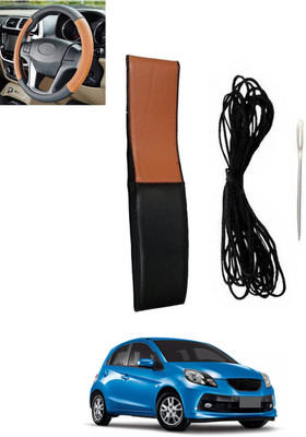 monolive Hand Stiched Steering Cover For Honda Brio(Tan, Black, Leatherite)