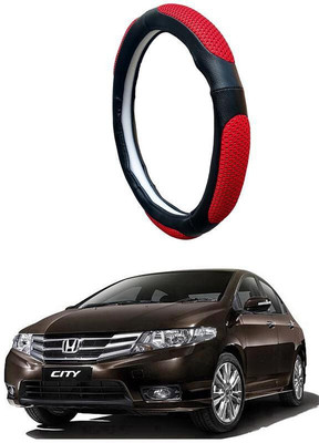 AUTO PEARL Steering Cover For Honda New City(Black Red, Leatherite)
