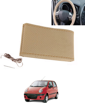 MATIES Hand Stiched Steering Cover For Daewoo Matiz(Beige, Leatherite)