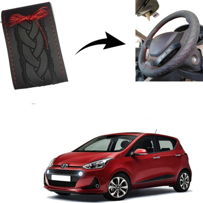 Autoinnovation Hand Stiched Steering Cover For Hyundai i10(Black, Leather)