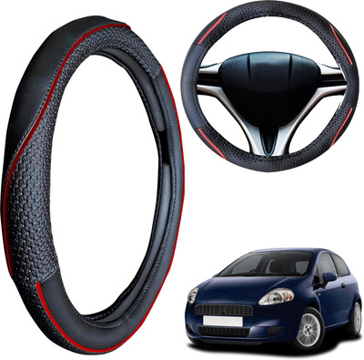 PEEPS STORE Steering Cover For Fiat Grand Punto(Black, Leatherite)