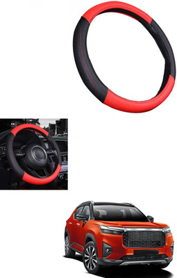 MATIES Steering Cover For Honda Universal For Car(Red/Black, Leather)