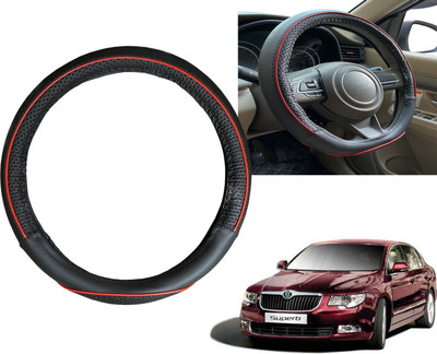 PEEPS STORE Steering Cover For Skoda Superb(Black, Red, Leatherite)