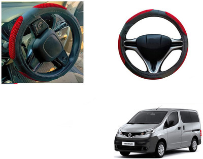 Automotive Prist Steering Cover For Nissan Evalia(Black & Red, Leatherite)