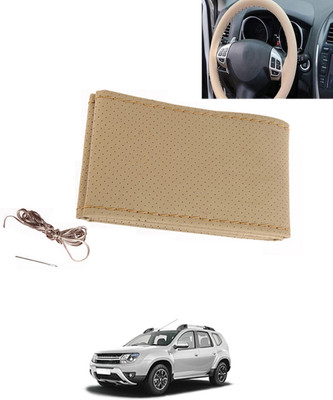 MATIES Hand Stiched Steering Cover For Renault Duster(Beige, Leatherite)